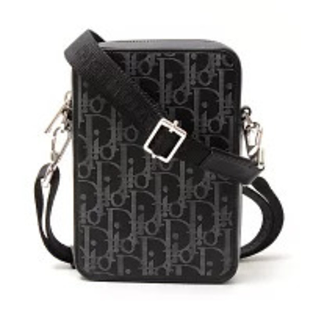 Christian Dior bag messenger Clutch World Tour shoulder leather black